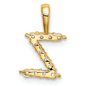 14K Yellow Gold Lab Grown Diamond Letter Z Initial Pendant