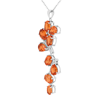Peach Orange Lab Created Padparadscha Sapphire and CZ Rhodium Over
Silver Pendant Necklace