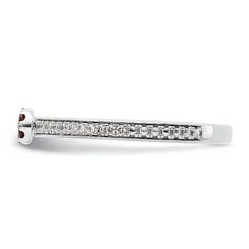 14K White Gold Stackable Expressions Garnet and Diamond Ring 0.075ctw
