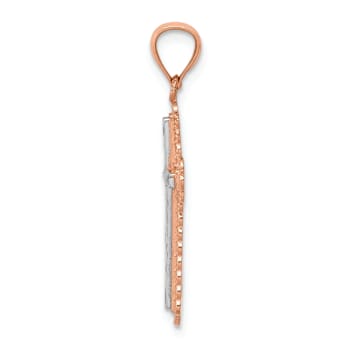 14k Two-tone Gold  Diamond-Cut Cross Pendant