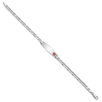 Rhodium Over 14k White Gold Medical Soft Diamond Shape Red Enamel
Mariner Link ID Bracelet