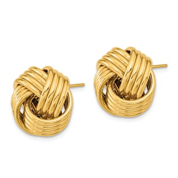 14k Yellow Gold Polished Love Knot Stud Earrings