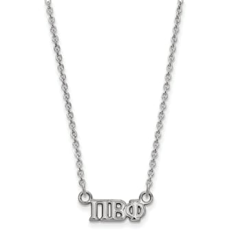 Rhodium Over Sterling Silver LogoArt Pi Beta Phi Extra Small Pendant Necklace