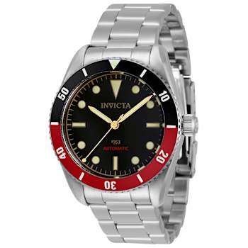 Invicta Pro Diver 40mm Black and Red Bezel Stainless Steel Automatic Watch