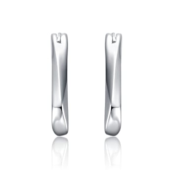 Wavy Twisted Hoop Earrings In White Rhodium Over Brass
