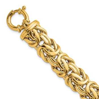 14K Yellow Gold 13.3mm Byzantine 8 Inch Bracelet