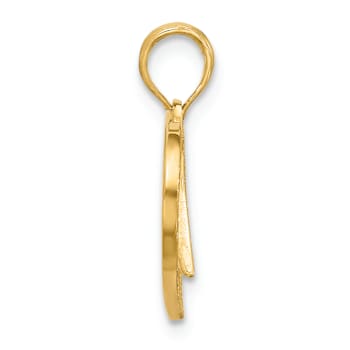 14k Yellow Gold Polished Fancy Wings and Heart Charm