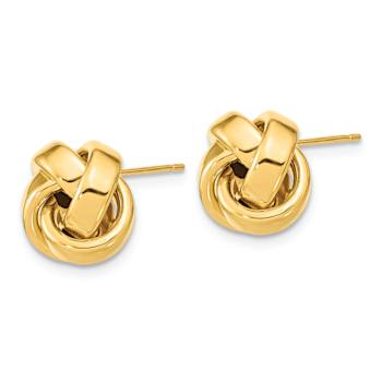 14k Yellow Gold Polished 12mm Love Knot Stud Earrings