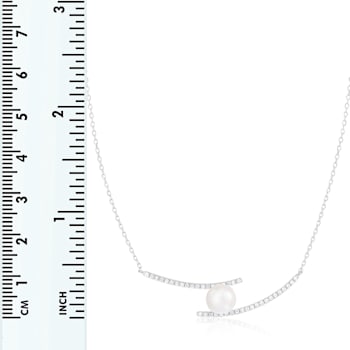 7.5-8mm White Cultured Freshwater Pearl Sterling Silver Necklace