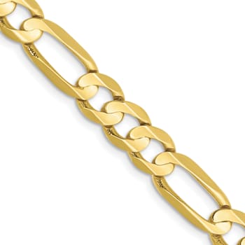 10k Yellow Gold 6.75mm Concave Open Figaro Link Bracelet