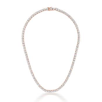 CZ Tennis Necklace In 18K Rose Gold Over Sterling Silver
