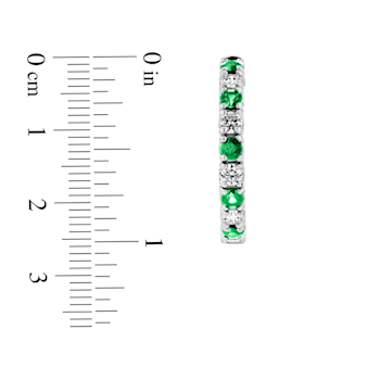 3.58ctw Emerald and Diamond Hoop Earrings in 14k White Gold