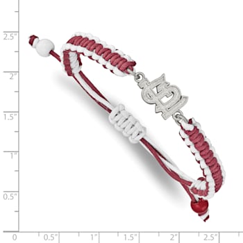 Stainless Steel MLB LogoArt St. Louis Cardinals Adjustable Cord Bracelet