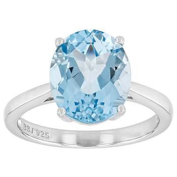Sky Blue Topaz Solitaire Ring In Sterling Silver