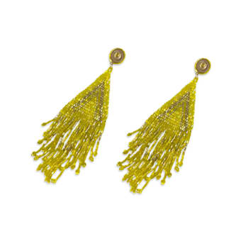 Yellow and Gold Graduated Fringe Seed Bead Earring