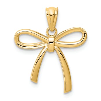 14k Yellow Gold Polished Small Ribbon Bow Pendant