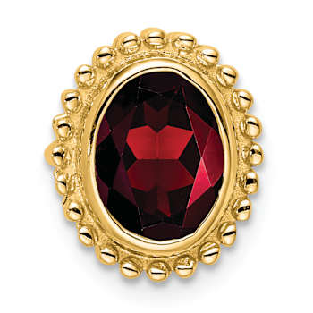 10k Yellow Gold Beaded 1 ctw Oval Garnet Chain Slide Pendant