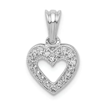Rhodium Over 14k White Gold Diamond Heart Pendant