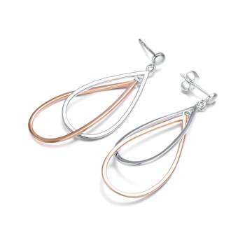 Two-Tone Pear Shape Drop Earrings In Sterling Silver And 18K Rose Gold
Over Sterling Silver
