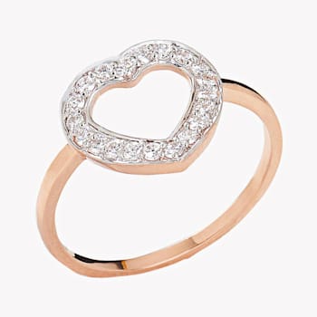 Lab Grown Diamond 10K Rose Gold Open Design Heart Shape Ring, 0.22ctw