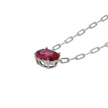 Red Lab Created Ruby Rhodium Over Sterling Silver Paperclip Necklace 2.60ctw