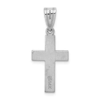 Rhodium Over 14k White Gold Diamond Heart Cross Pendant