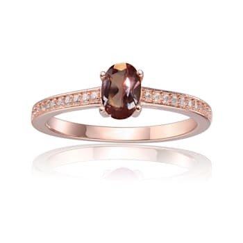Blue Lab Created Alexandrite with Moissanite Oval 14K Rose Gold Over
Sterling Silver Ring 0.95ctw