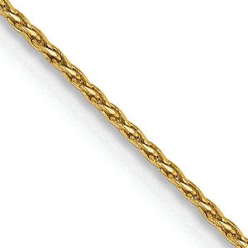 14k Yellow Gold 0.8mm Solid Diamond-Cut Parisian Wheat 24 Inch Chain