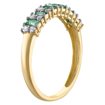 10K Yellow Gold Baguette Emerald and Diamond Ring .39ctw
