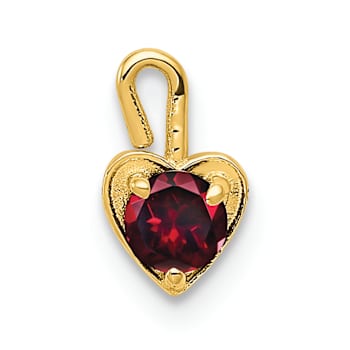 14K Yellow Gold Ruby Simulant Birthstone Heart Charm
