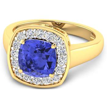 2.47ctw Violet Tanzanite and Diamond 14K Yellow Gold Halo Ring
