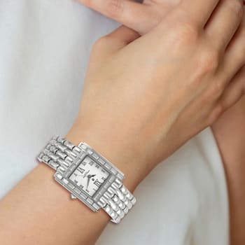 Charles Hubert Ladies Stainless Steel Crystal Bezel 27x32mm Watch