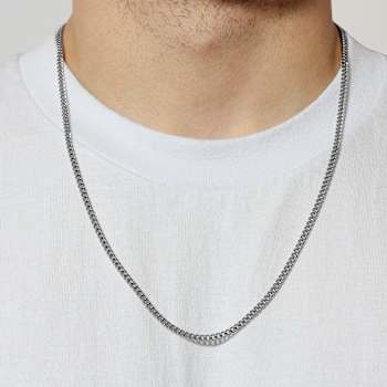 Robert Alton Men's Curb Link Chain Necklace 3.5mm In Stainless Steel 24 Inch
