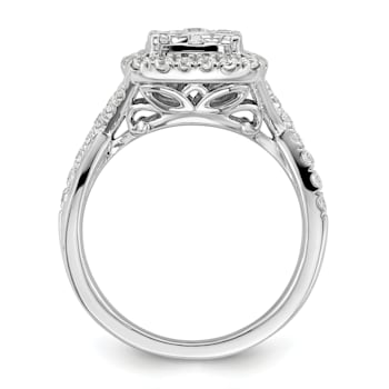 Rhodium Over 14K White Gold Lab Grown Diamond VS/SI GH, Cluster Ring 0.991ctw