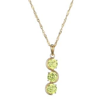 Green Cubic Zirconia 18k Yellow Gold Over Sterling Silver August
Birthstone Pendant 6.09ctw