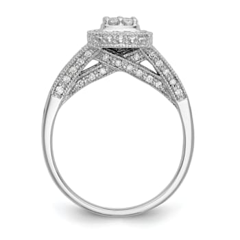 Rhodium Over 14K White Gold Diamond Cluster Engagement Ring 0.50ctw
