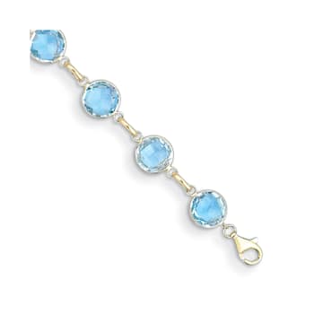 14K Yellow Gold Blue Topaz Circle 8-inch Bracelet