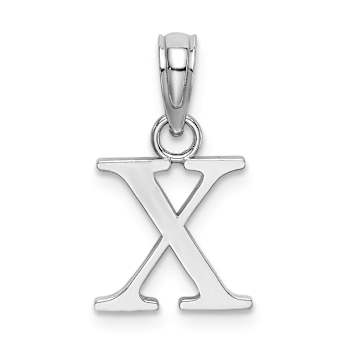 Rhodium Over 14k White Gold Polished Block Letter X Initial Pendant