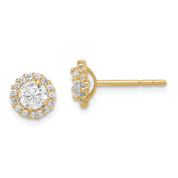 14K Yellow Gold 6.75mm Cubic Zirconia Stud Earrings