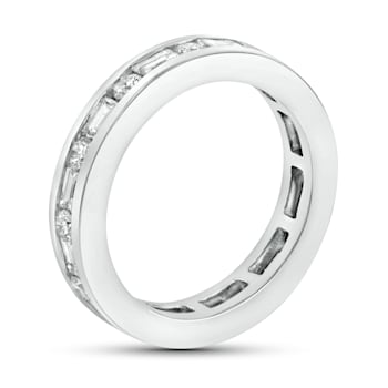 1.75ctw Round and Baguette Diamond Eternity Band Ring in 14k White Gold