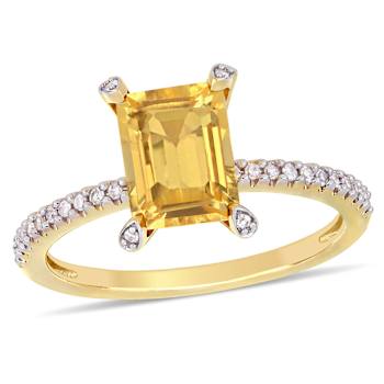Citrine and Diamond 10K Yellow Gold Ring 1.6ctw