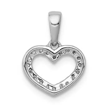 Rhodium Over 14K White Gold .03ctw Diamond Heart Pendant