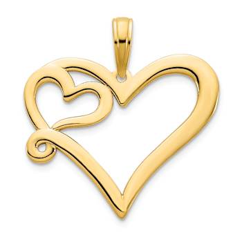 14k Yellow Gold Double Heart Pendant