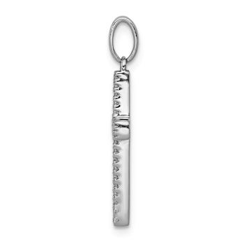 Rhodium Over 14k White Gold Diamond Cross Pendant