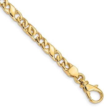 14K Yellow Gold 4.8mm Hand-Polished Fancy Link Bracelet