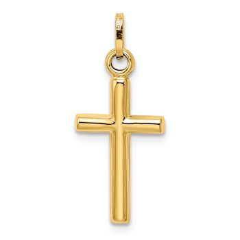 14k Yellow Gold 3D Reversible Cross Pendant