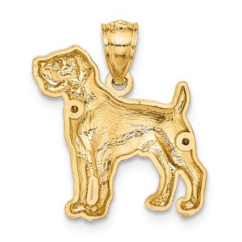14k Yellow Gold Diamond-Cut and Brushed Boxer Dog Pendant