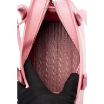 Prada Kristen Saffiano Top Handle Mini Tote Crossbody Bag Petalo Pink