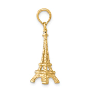 14k Yellow Gold Solid Polished and Textured 3D Eiffel Tower Pendant