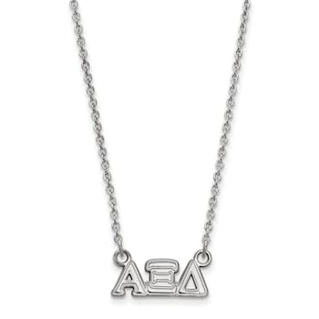 Rhodium Over Sterling Silver LogoArt Alpha Xi Delta Extra Small Pendant Necklace